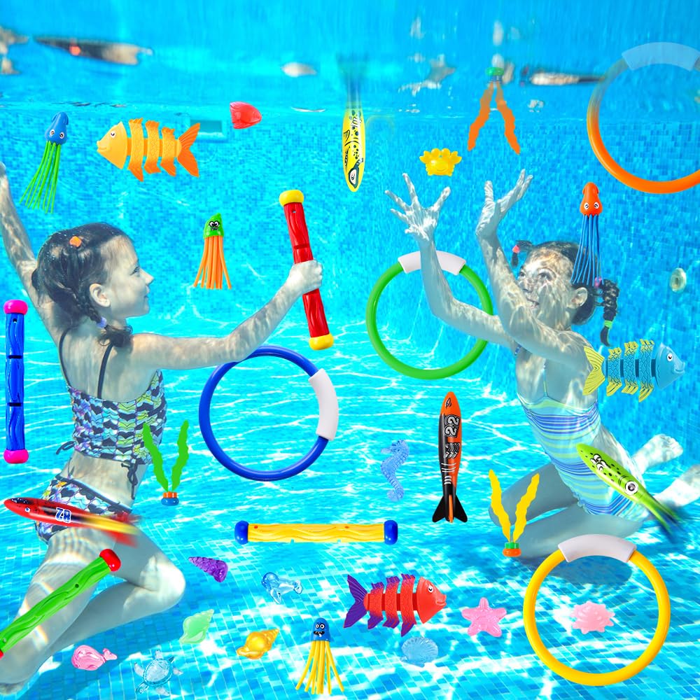 YUJUN 35PCS Pool Diving Toys – Fun Summer Water Play Set for Kids