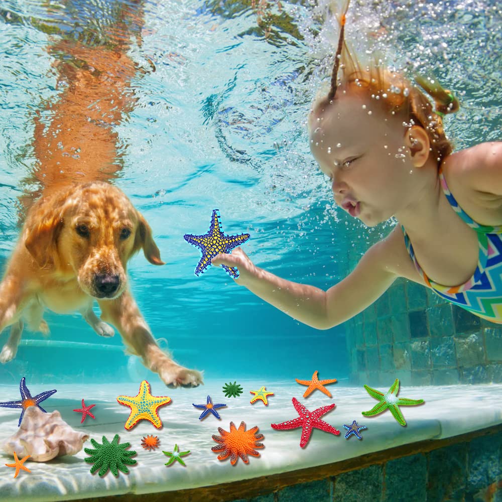 YUJUN 16-Piece Big Diving Starfish Pool Toys – 2 Sizes, Soft Rubber