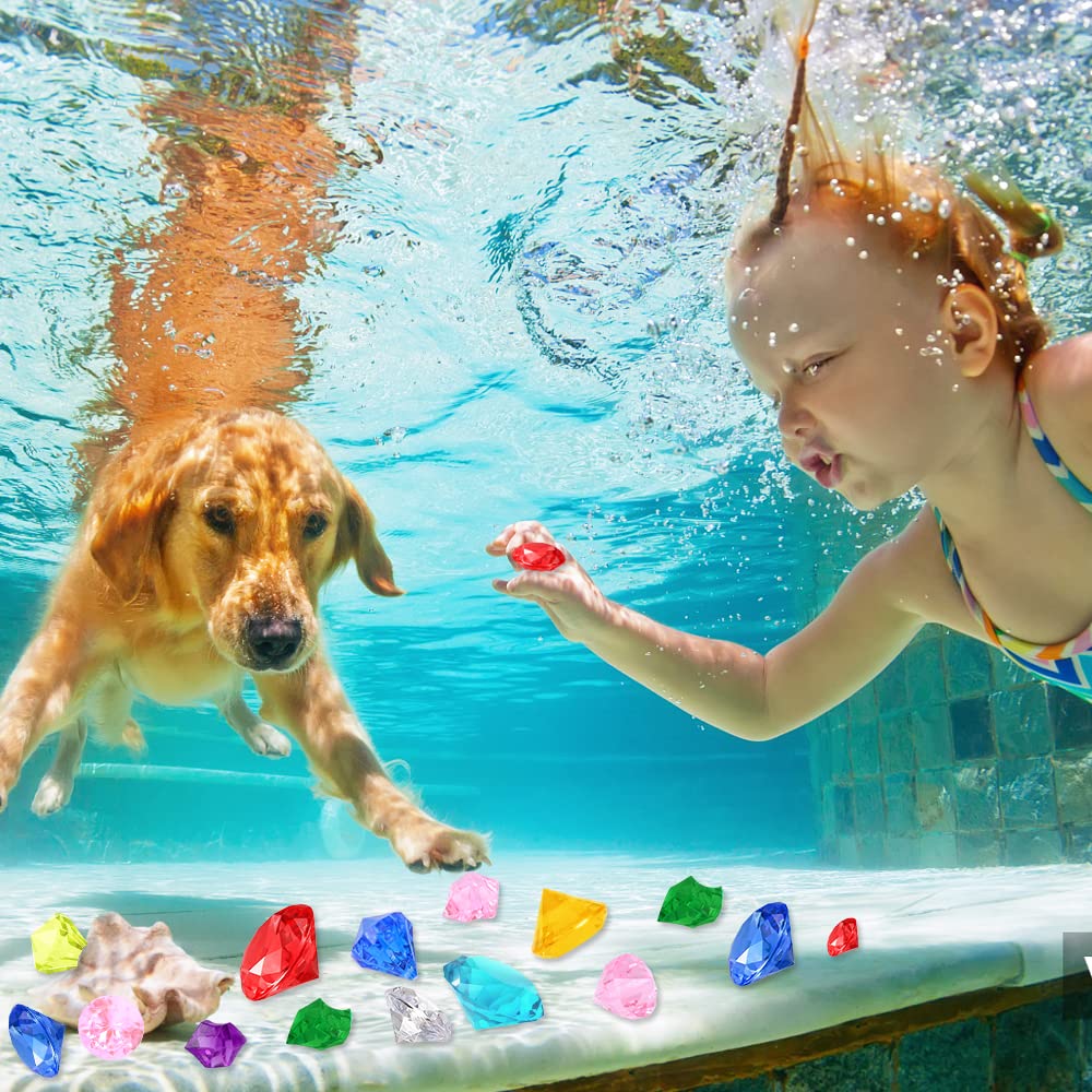 YUJUN Diving Gem Pirate Toys - Colorful Pool Diamonds & Treasure Chest Set