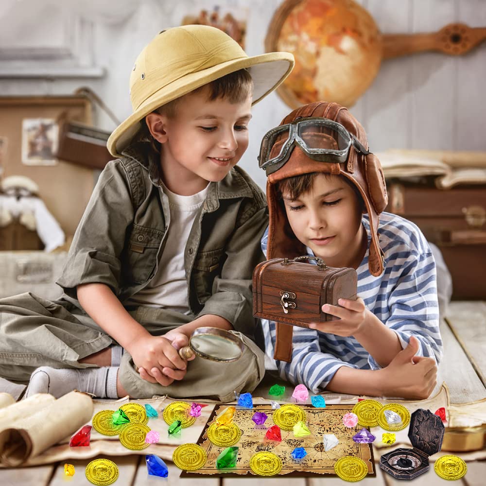 YUJUN Diving Gem Pirate Toys - Colorful Pool Diamonds & Treasure Chest Set