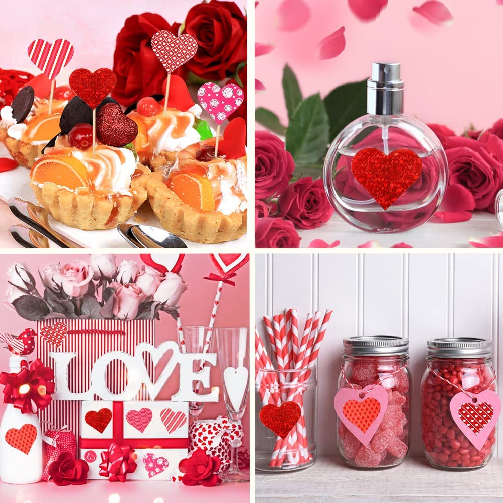 YUJUN 1000 Pcs Valentine’s Day Heart Stickers – 2 Red Rolls Self-Adhesive Labels