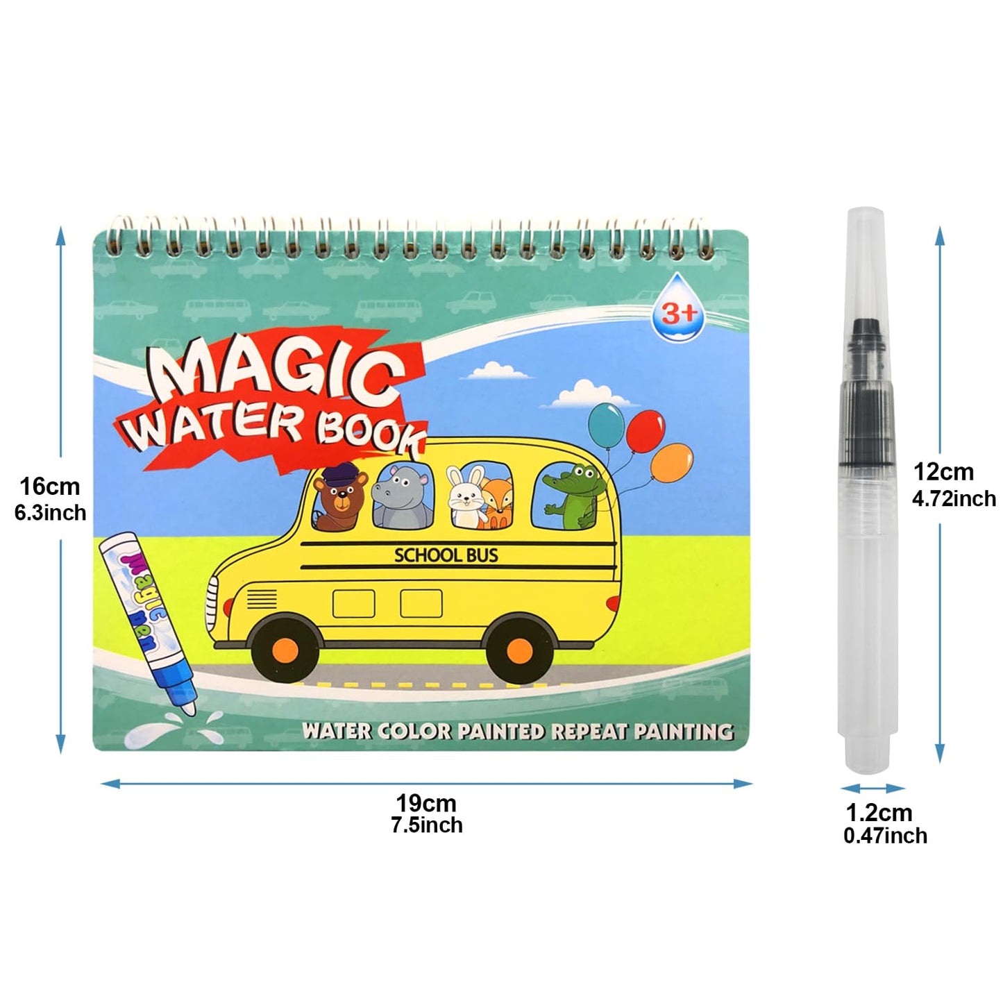 YUKEZOOG 4 Pack Water Drawing Book – Reusable Water Reveal Coloring for Kids