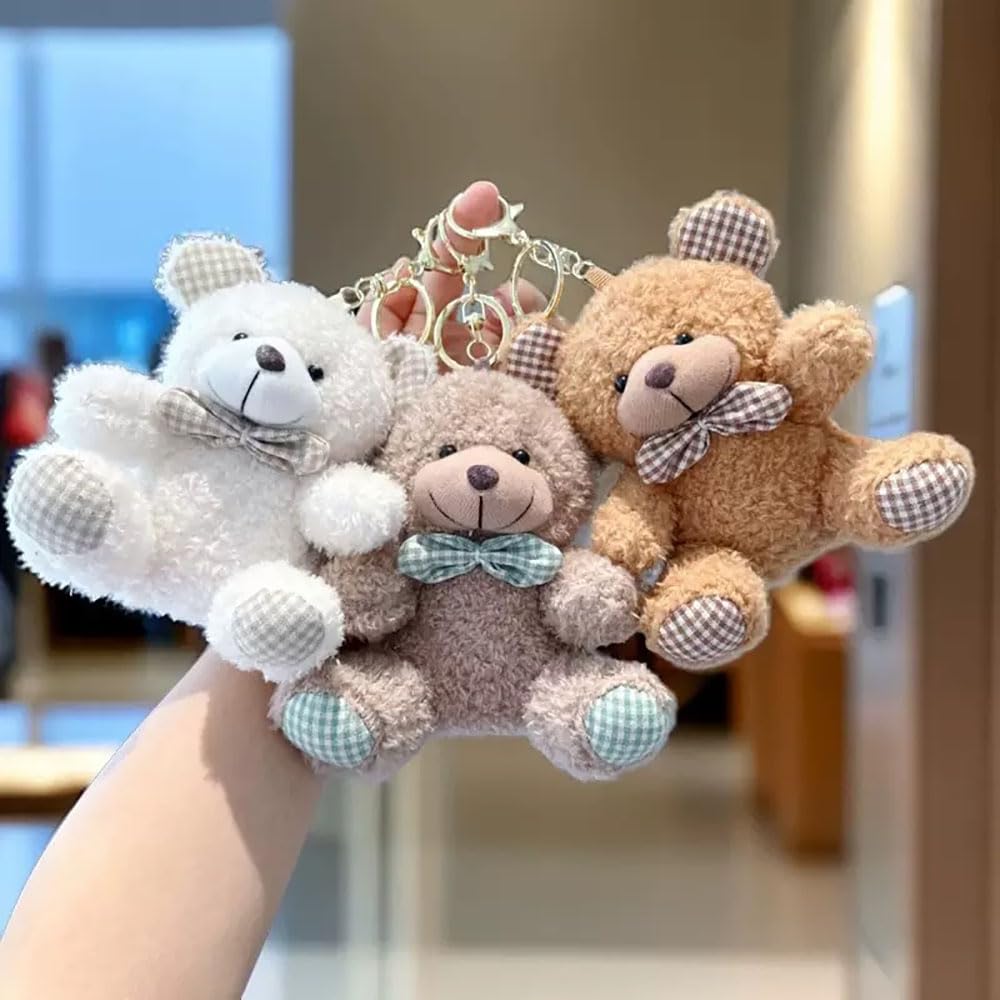 YUKOUQIAN Bear Stuffed Animal Keychain — 4.9-Inch Mini Plush for Kids
