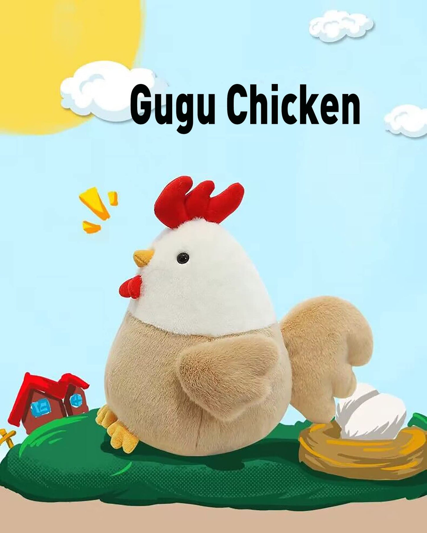 YUKOUQIAN Chicken Plush Doll - 8 Inch Soft Stuffed Animal for Girls & Kids