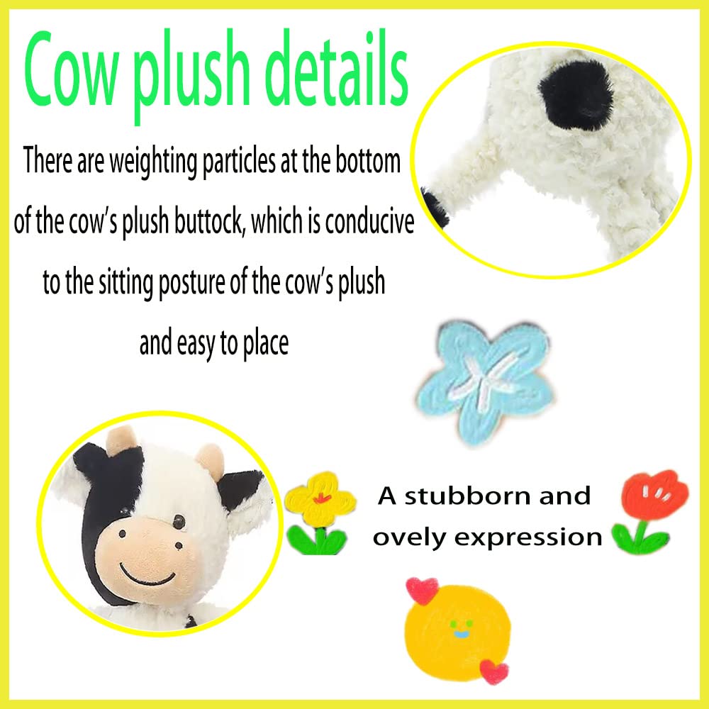 YUKOUQIAN Cow Stuffed Animal Plush Toy – Soft 9.8-Inch Cow Plush for Kids Gifts