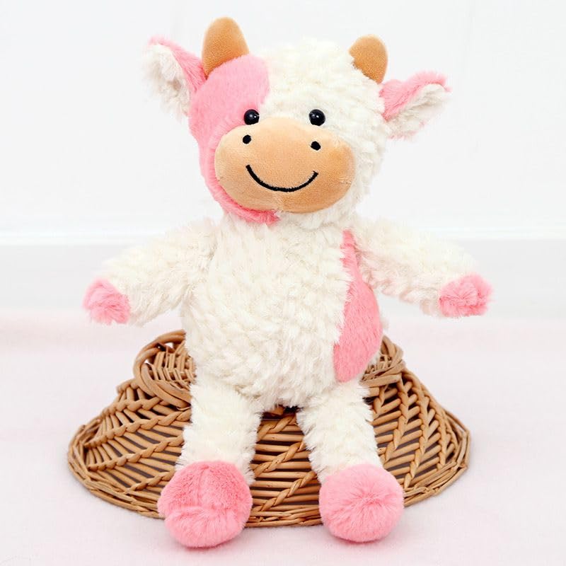 YUKOUQIAN Cow Plush Doll 11.8-Inch Pink - Soft Stuffed Animal Toy for Girls & Boys