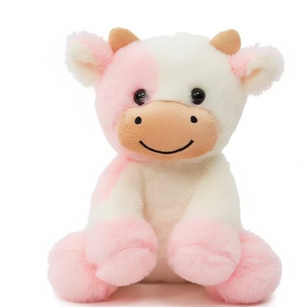 YUKOUQIAN Cute Cow Plush 8-Inch – Siting Cow Light Pink