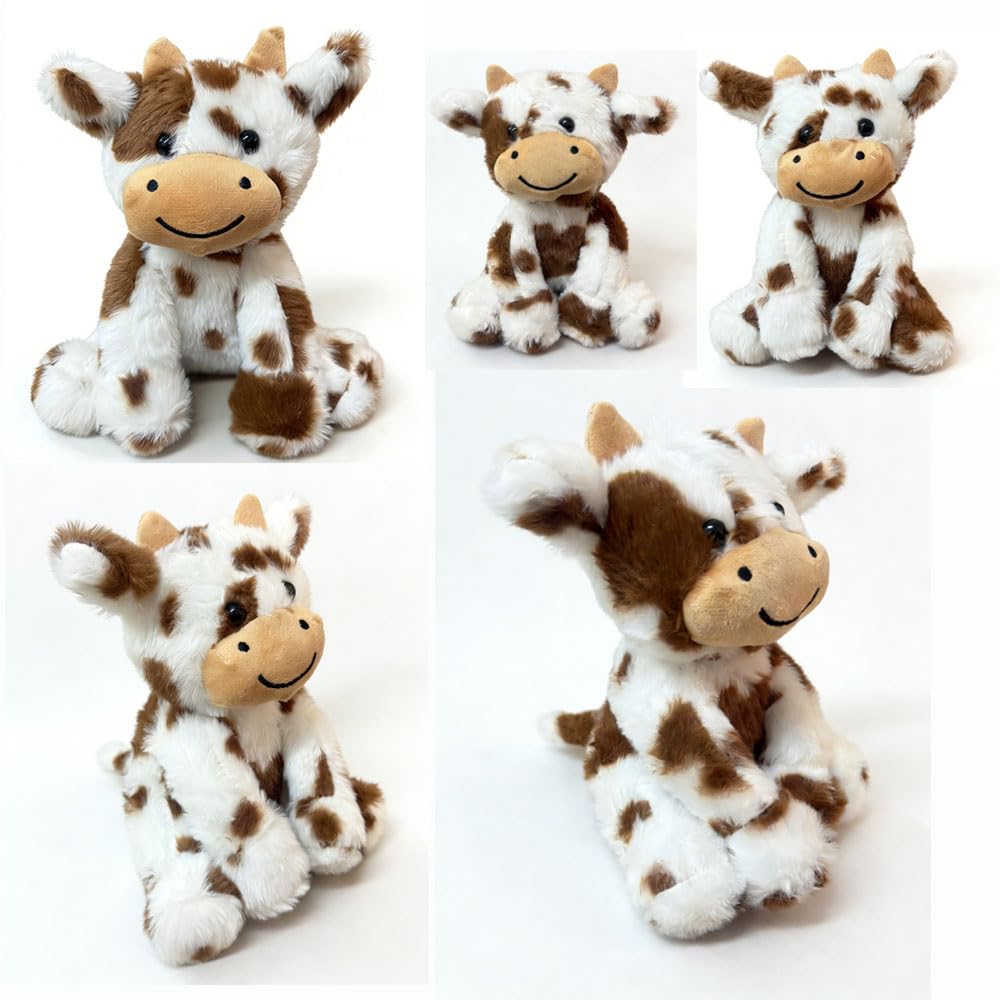 YUKOUQIAN 8-Inch Cute Cow Plush — Soft Patterned Plush Toy for Kids