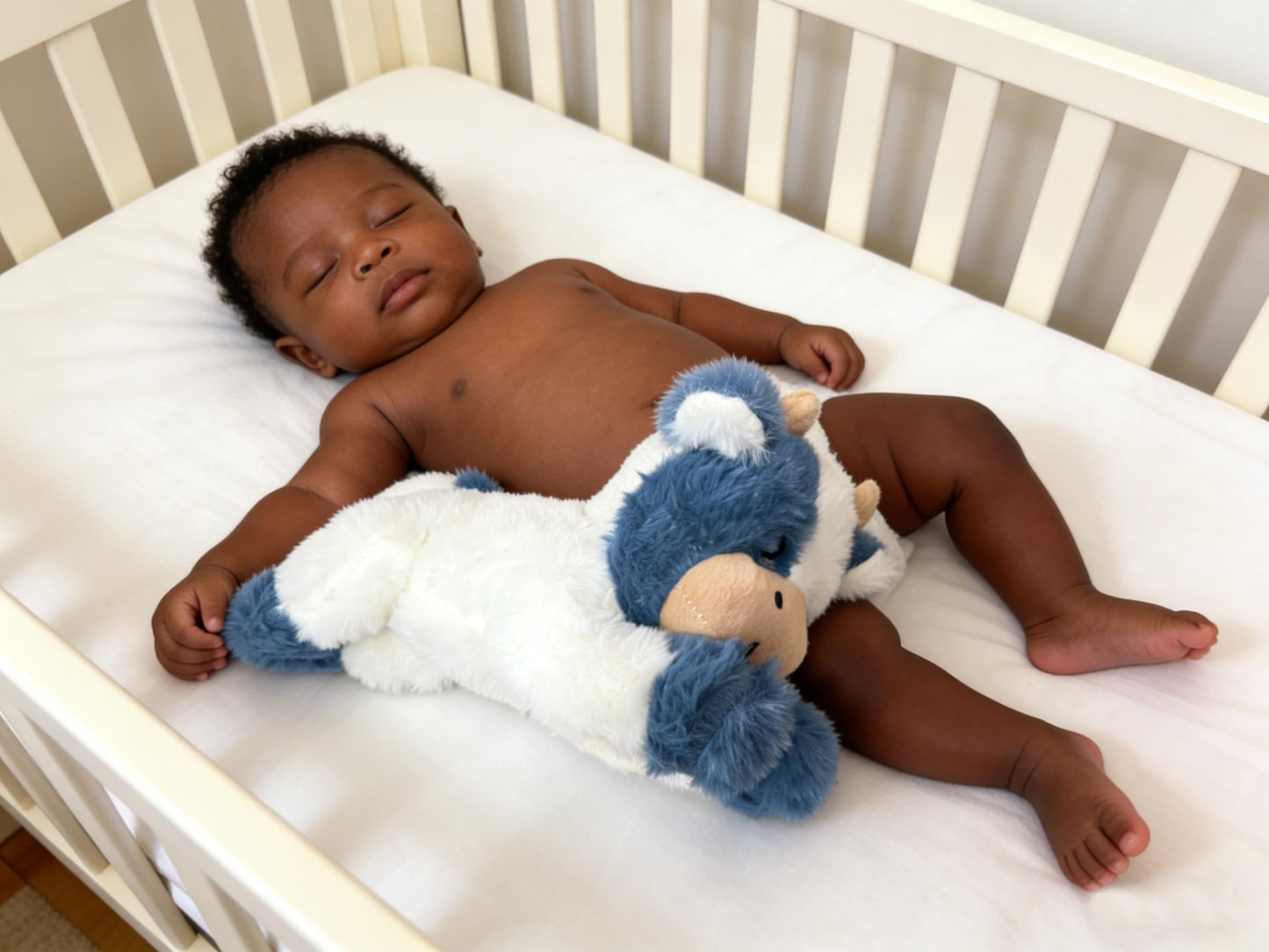 YUKOUQIAN Cute Cow Plush – 10-Inch Soft Stuffed Animal for Kids (Blue Cow)
