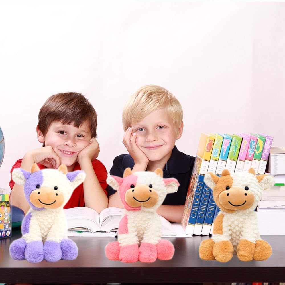 YUKOUQIAN Cute Cow Plush – 8-Inch Soft Cow Stuffed Animal for Kids