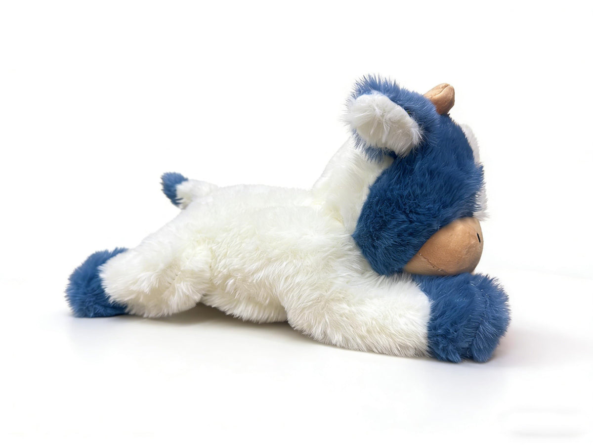 YUKOUQIAN Cute Cow Plush – 10-Inch Soft Stuffed Animal for Kids (Blue Cow)