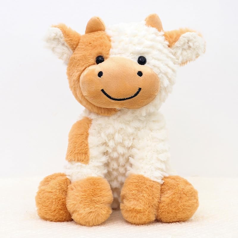 YUKOUQIAN Cow Stuffed Animal Plush – 8-Inch Cute Plush Doll for Kids
