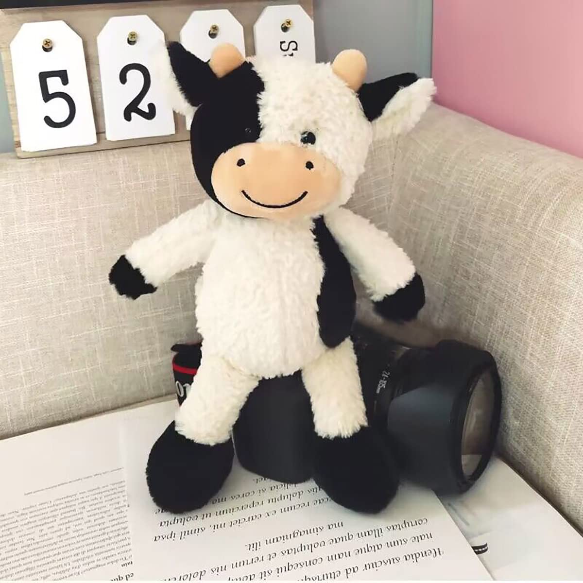 YUKOUQIAN Cow Stuffed Animal Plush Toy – Soft 9.8-Inch Cow Plush for Kids Gifts