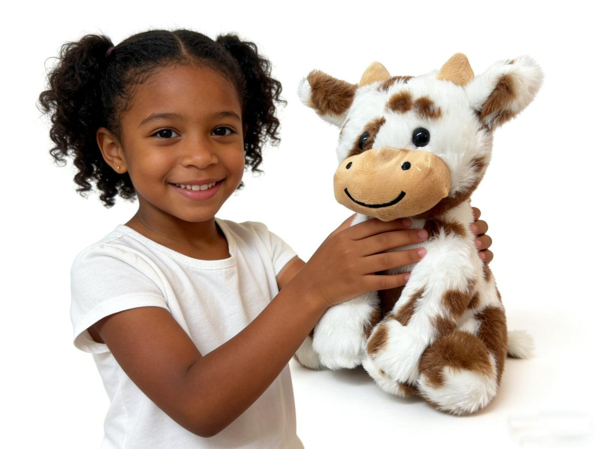 YUKOUQIAN 8-Inch Cute Cow Plush — Soft Patterned Plush Toy for Kids