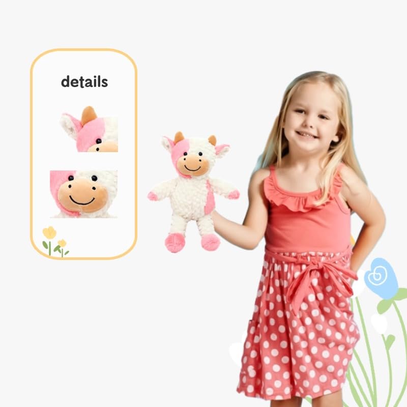 YUKOUQIAN Cow Plush Doll 11.8-Inch Pink - Soft Stuffed Animal Toy for Girls & Boys