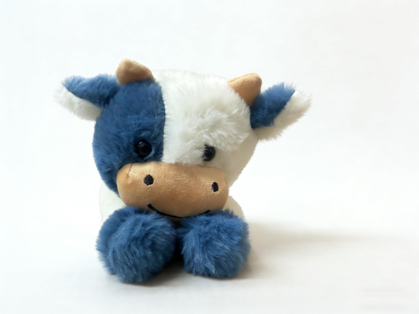 YUKOUQIAN Cute Cow Plush – 10-Inch Soft Stuffed Animal for Kids (Blue Cow)