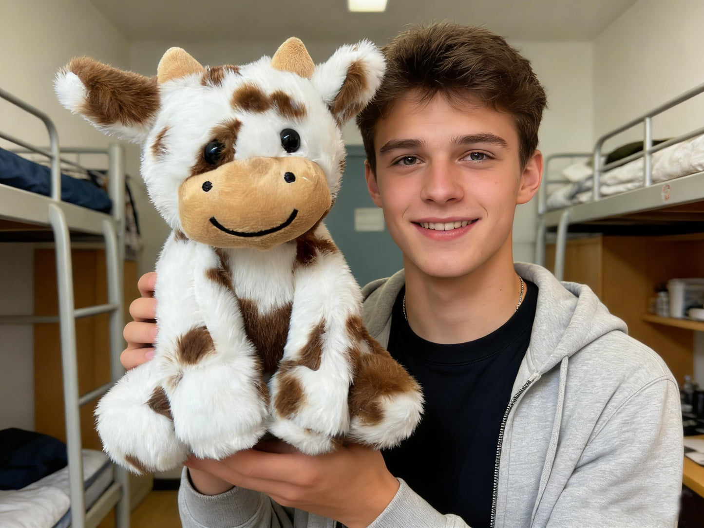 YUKOUQIAN 8-Inch Cute Cow Plush — Soft Patterned Plush Toy for Kids