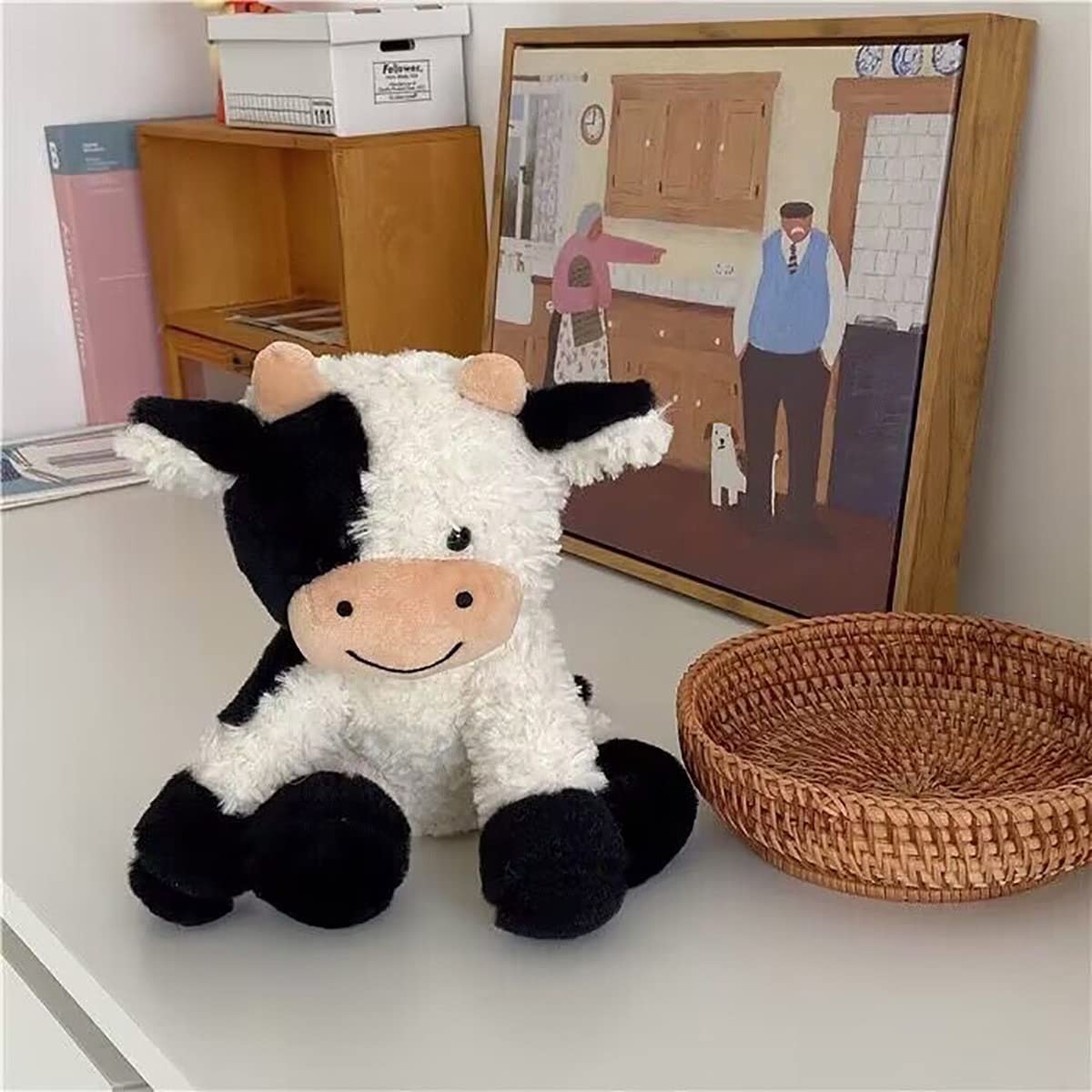 YUKOUQIAN Cow Stuffed Animal Plush 8-Inch Soft Toy – Cute Plush Cow for Kids