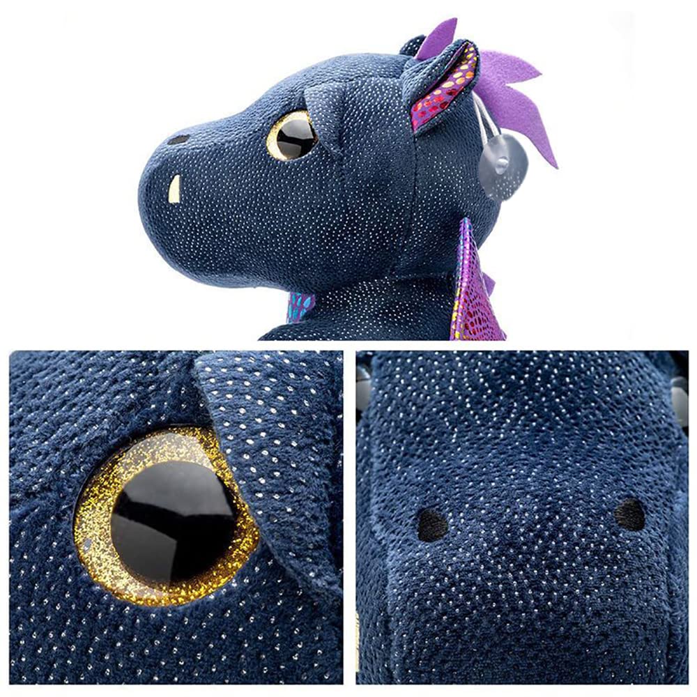 YUKOUQIAN Dragon Plush Doll – 10-Inch Cute Dragon Stuffed Animal for Kids, Black Dragon (25cm), Christmas Gift