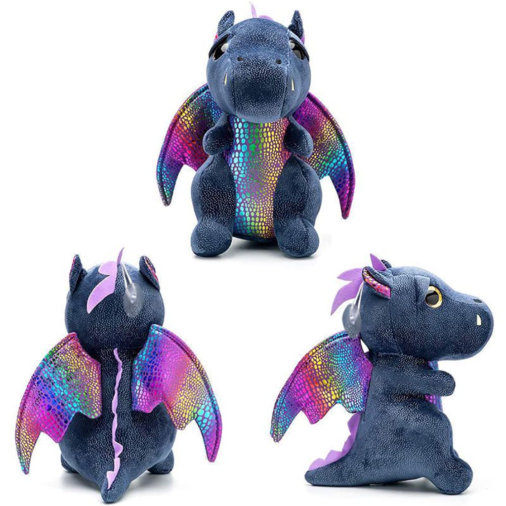 YUKOUQIAN Dragon Plush Doll – 10-Inch Cute Dragon Stuffed Animal for Kids, Black Dragon (25cm), Christmas Gift