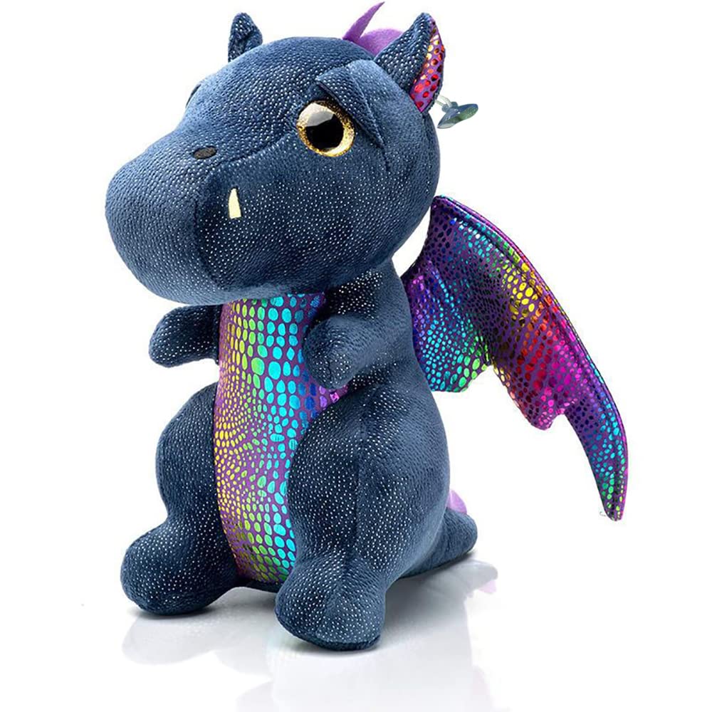 YUKOUQIAN Dragon Plush Doll – 10-Inch Cute Dragon Stuffed Animal for Kids, Black Dragon (25cm), Christmas Gift