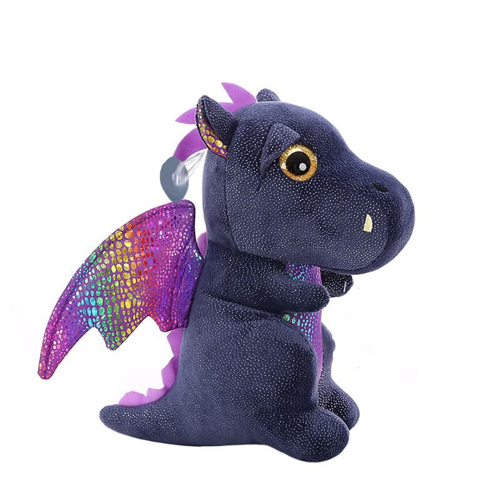 YUKOUQIAN Dragon Plush Doll – 10-Inch Cute Dragon Stuffed Animal for Kids, Black Dragon (25cm), Christmas Gift
