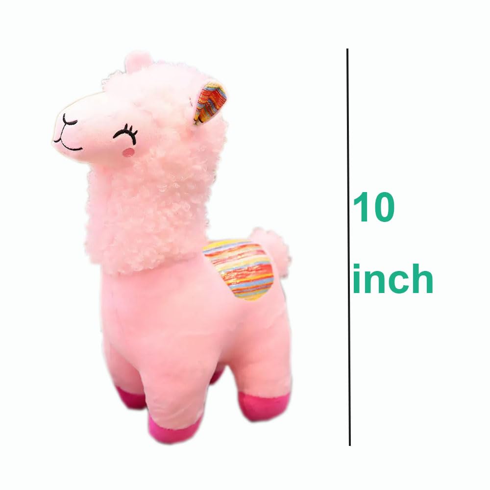 YUKOUQIAN Llama Stuffed Animal Plush Toy 10 Inch Pink Alpaca for Kids
