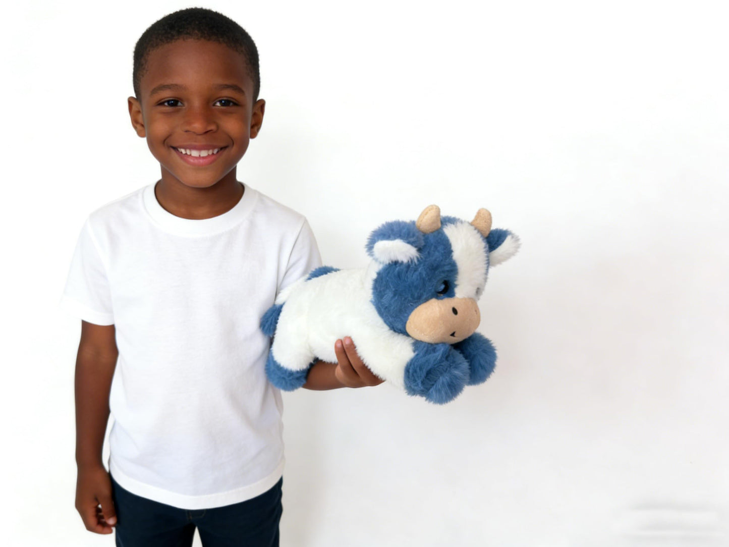 YUKOUQIAN Cute Cow Plush – 10-Inch Soft Stuffed Animal for Kids (Blue Cow)