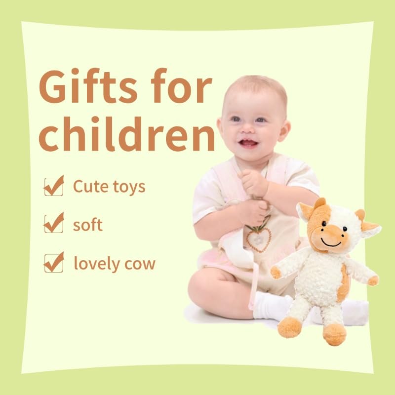 YUKOUQIAN Cow Plush Doll Toy - 11.8 inch Soft Plush Cow for Kids