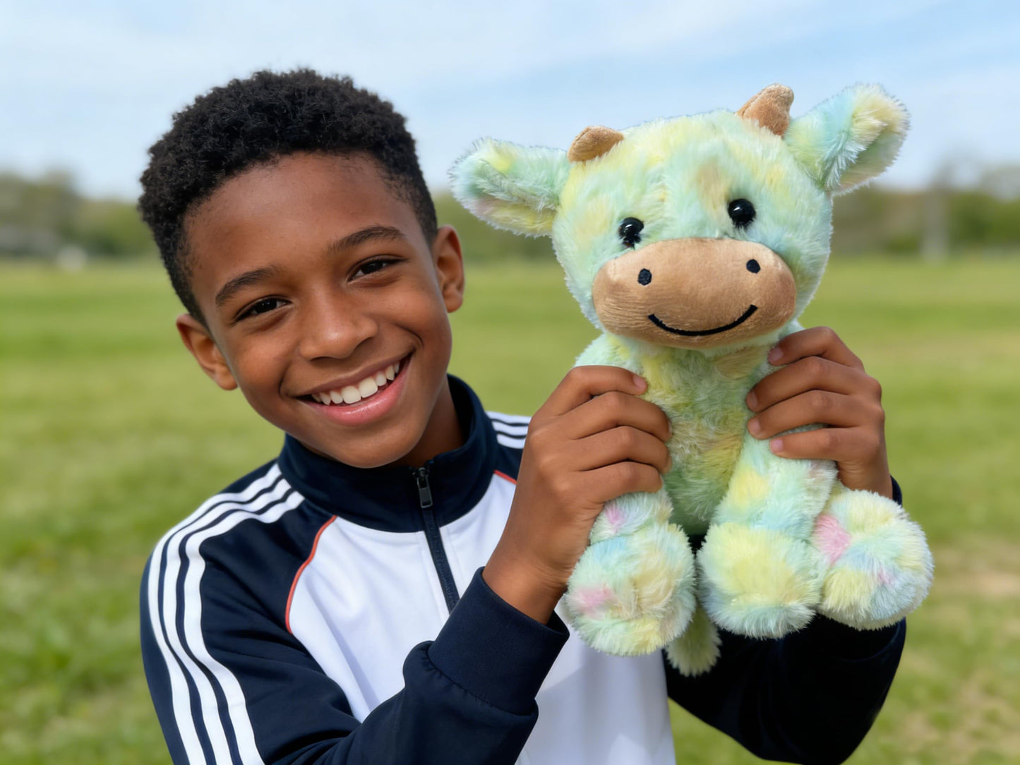 YUKOUQIAN Cute Cow Plush – 8-Inch Soft Stuffed Animal for Kids, Green