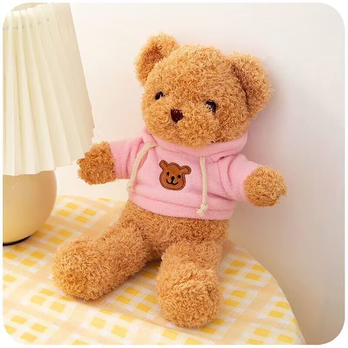 YUKOUQIAN Teddy Bear Plush 11.8-inch Pink Stuffed Animal – Cute Plush Toy for Girls & Boys