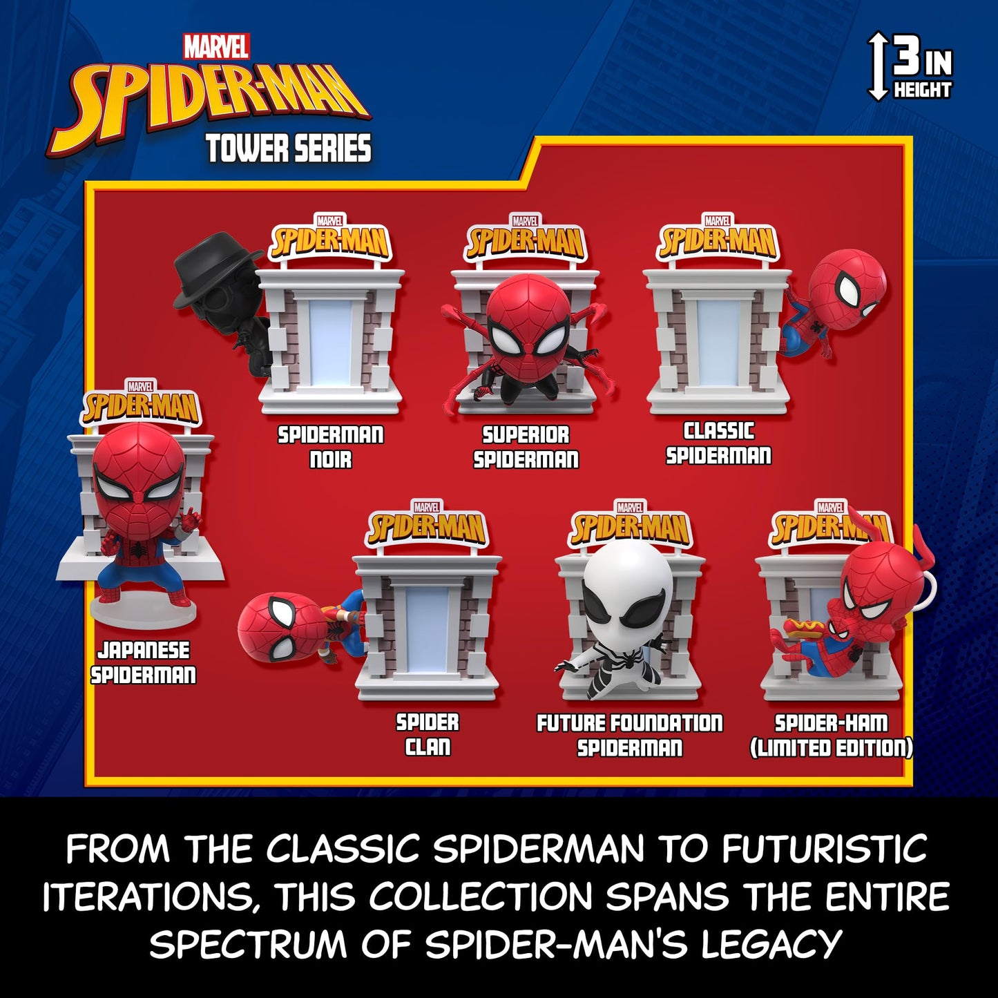 YuMe Spider-Man Tower Series Hero Box - Blind Box (6 Pack) 3-inch Collectible Figures