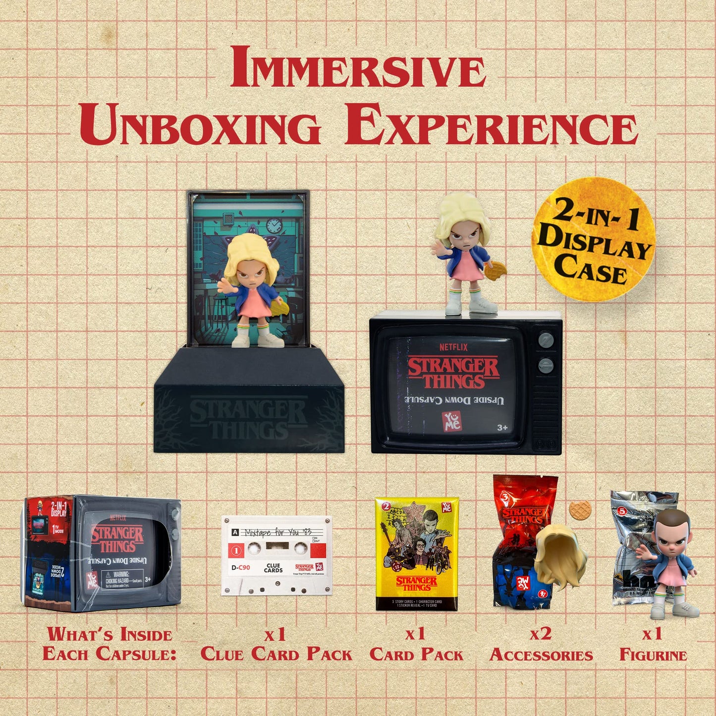 YuMe Stranger Things Blind Box 2 Pack – Upside Down Capsule Series 1 Figures & Accessories