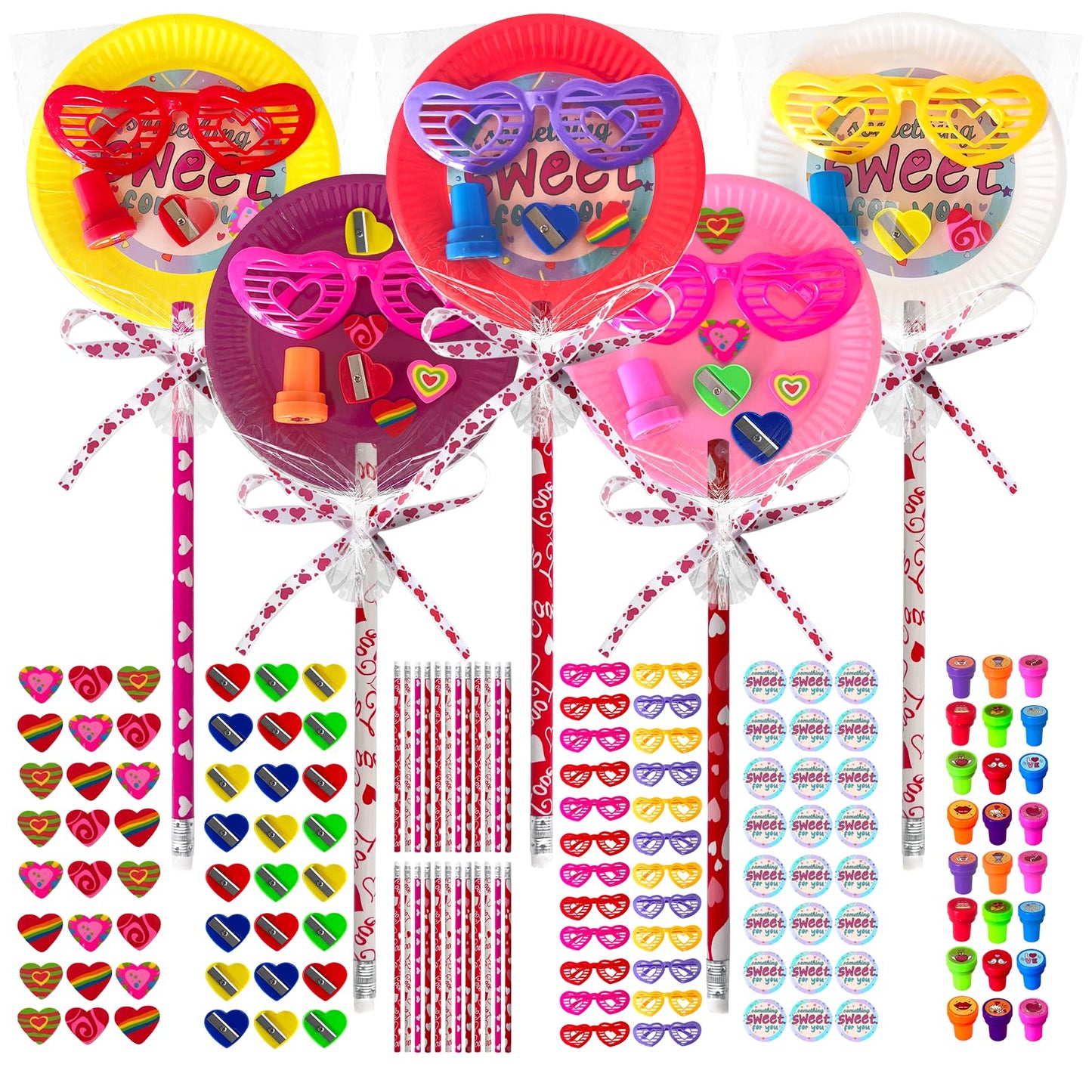 Yuminefeety 24-Pack Giant Lollipop Stationery Set – Valentine’s Day Gifts & Party Favors