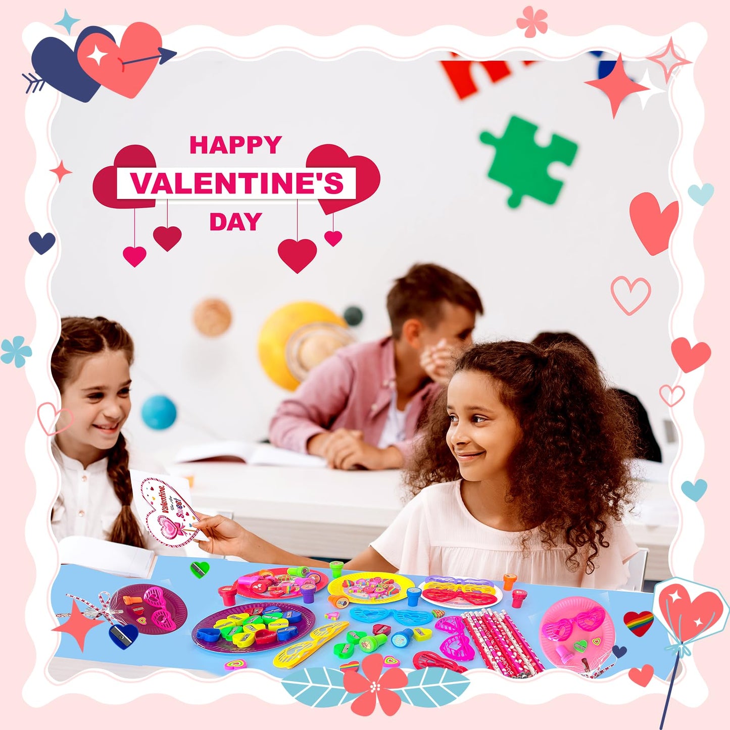 Yuminefeety 24-Pack Giant Lollipop Stationery Set – Valentine’s Day Gifts & Party Favors