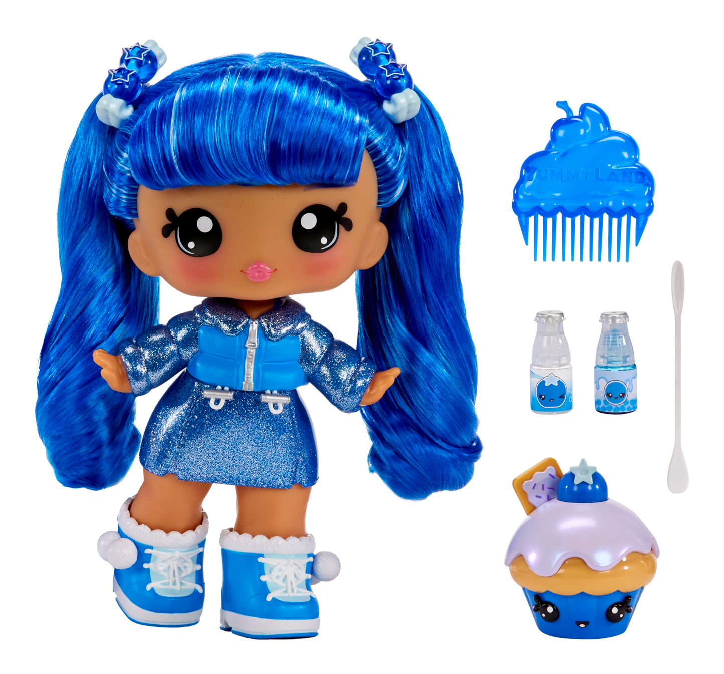 Yummiland Large Doll + Lip Gloss Pet Rory Blueberry | DIY Lip Gloss Kit Included