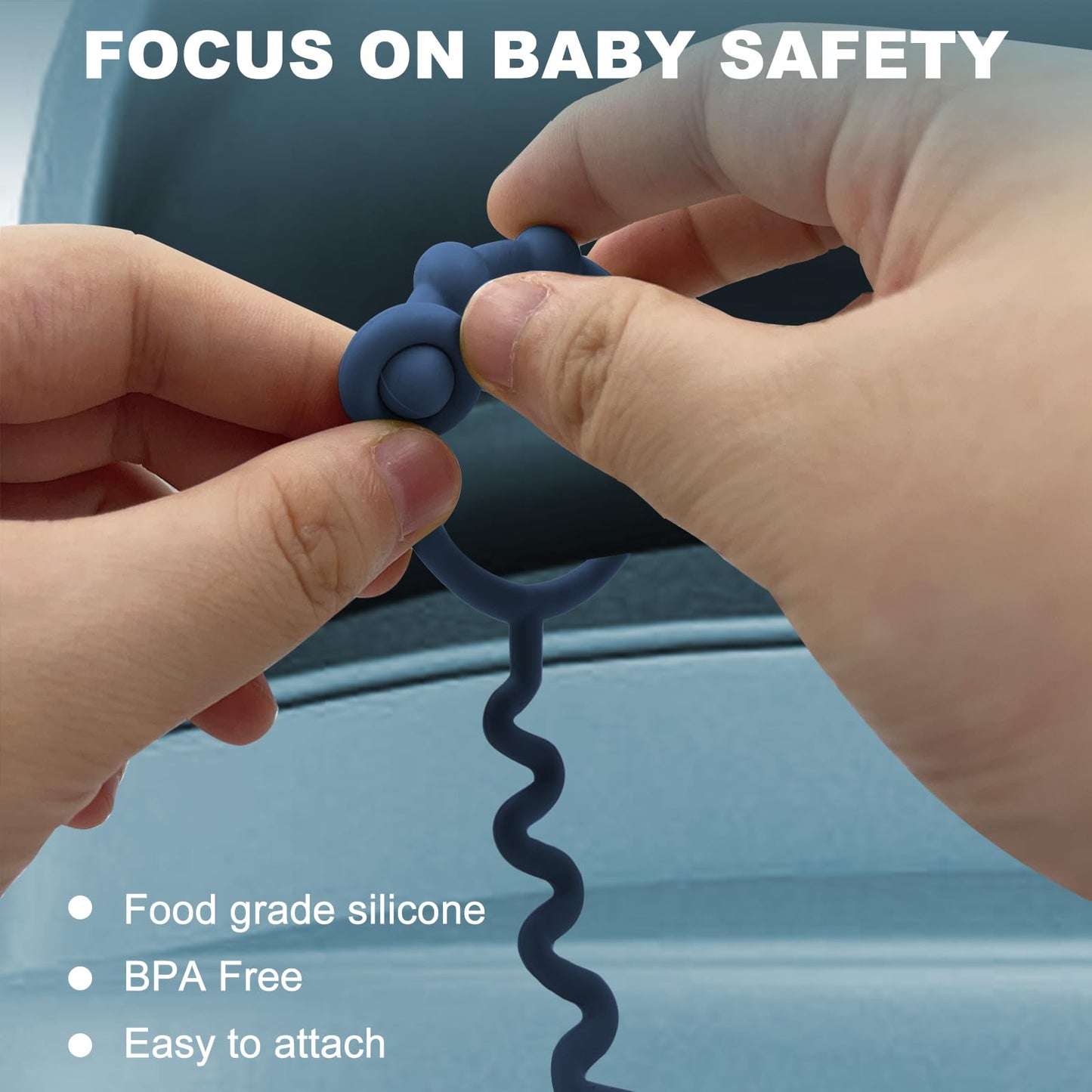 Yunaeduo Toy Straps for Baby – Silicone Stroller Straps, BPA Free, 5-Pack