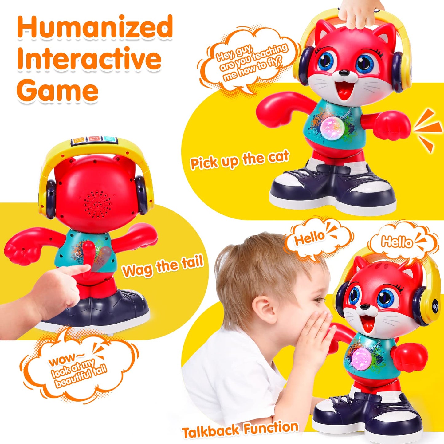 Yunaking Dancing Cat Baby Toy – Music, Lights & Interactive Learning for 2-3 Year Olds