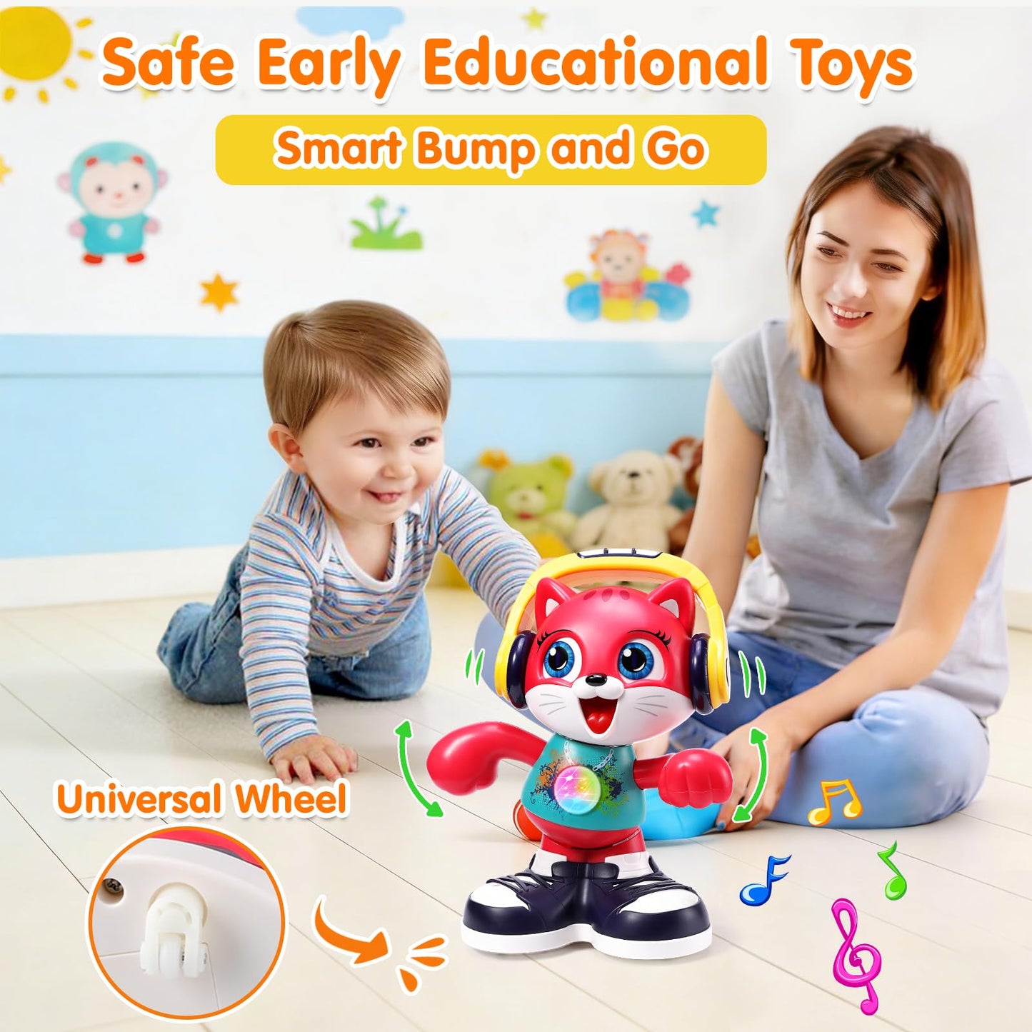 Yunaking Dancing Cat Baby Toy – Music, Lights & Interactive Learning for 2-3 Year Olds