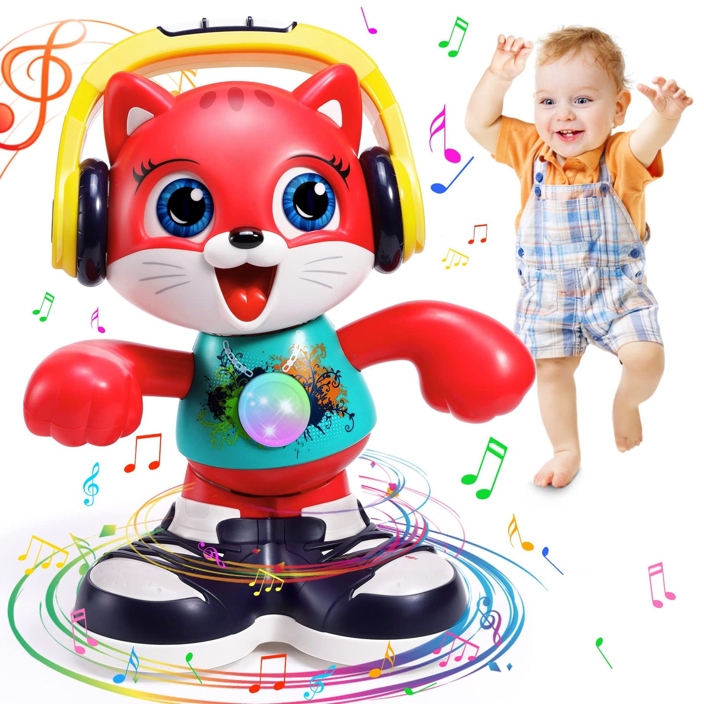 Yunaking Dancing Cat Baby Toy – Music, Lights & Interactive Learning for 2-3 Year Olds