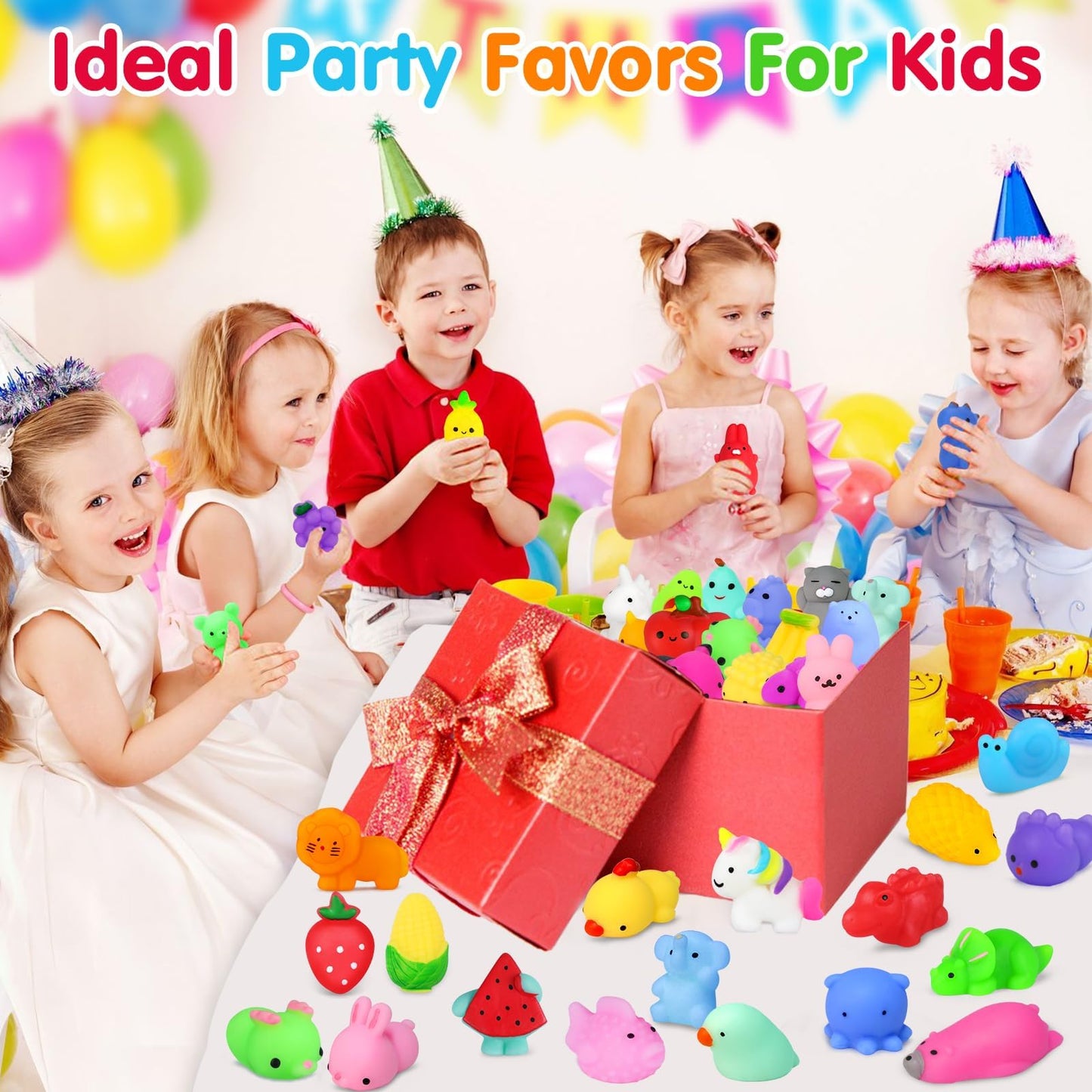 Yunaking 130PCS Mochi Squishies – Kawaii Set, Party Favors, Stress Relief, Classroom Prizes