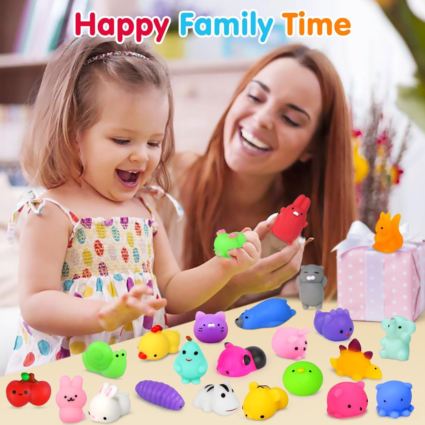 Yunaking 130PCS Mochi Squishies – Kawaii Set, Party Favors, Stress Relief, Classroom Prizes