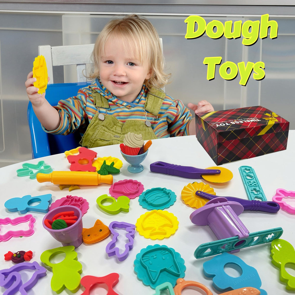 Yunerkita Dough Tool Set – 29 Pcs for Kids Aged 4-8 | Molds, Rollers, Cutters, Storage Box