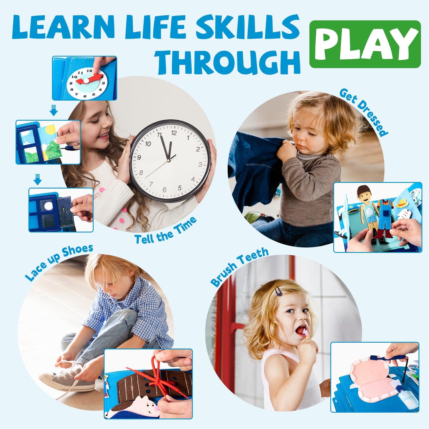My First Montessori Busy Book for Toddlers 3-5 — Life Skills & Early Learning by YunHe XinQiao Toys Factory