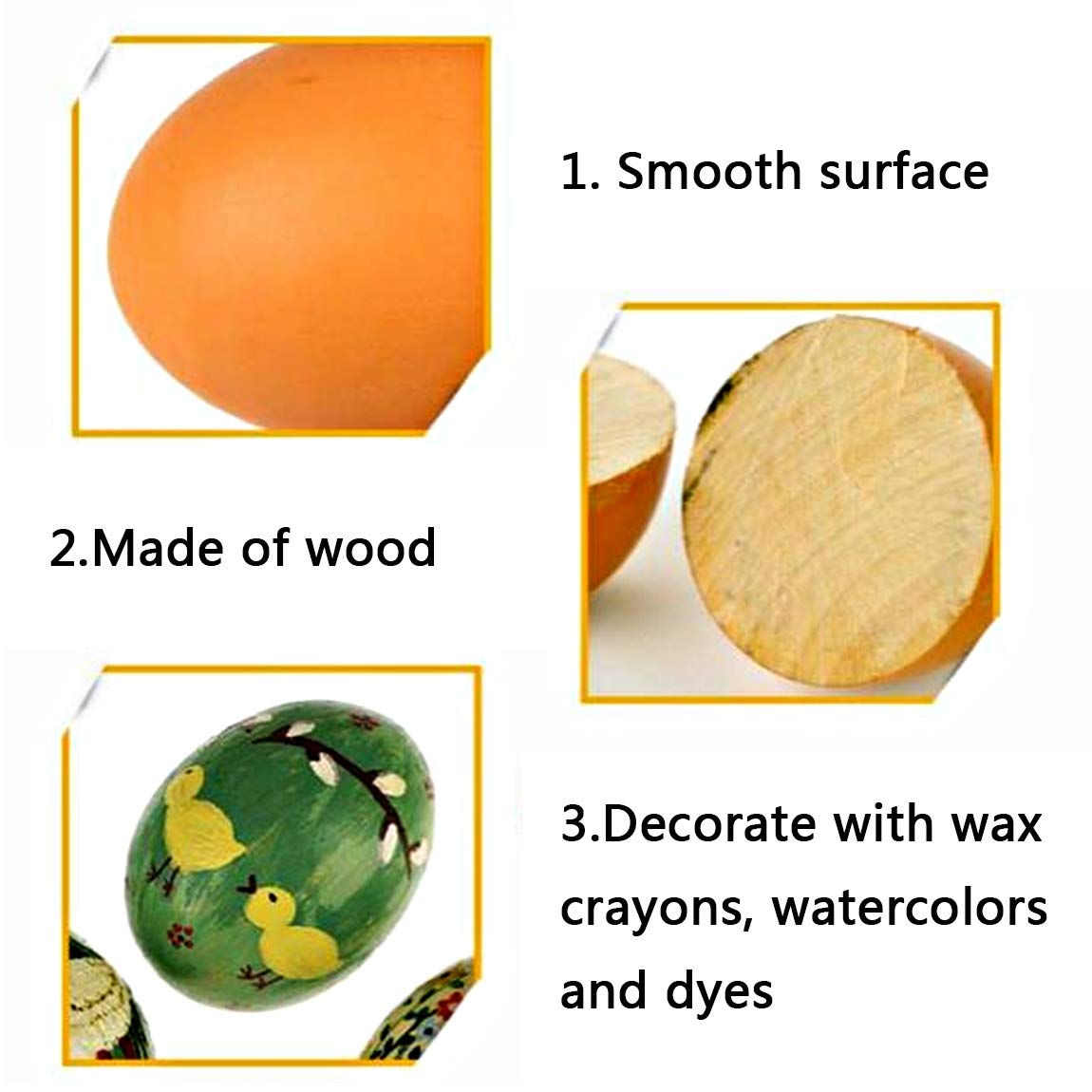 YunKo 6Pcs Brown Wooden Fake Eggs – Nest Eggs for Decor & Chicken Coops