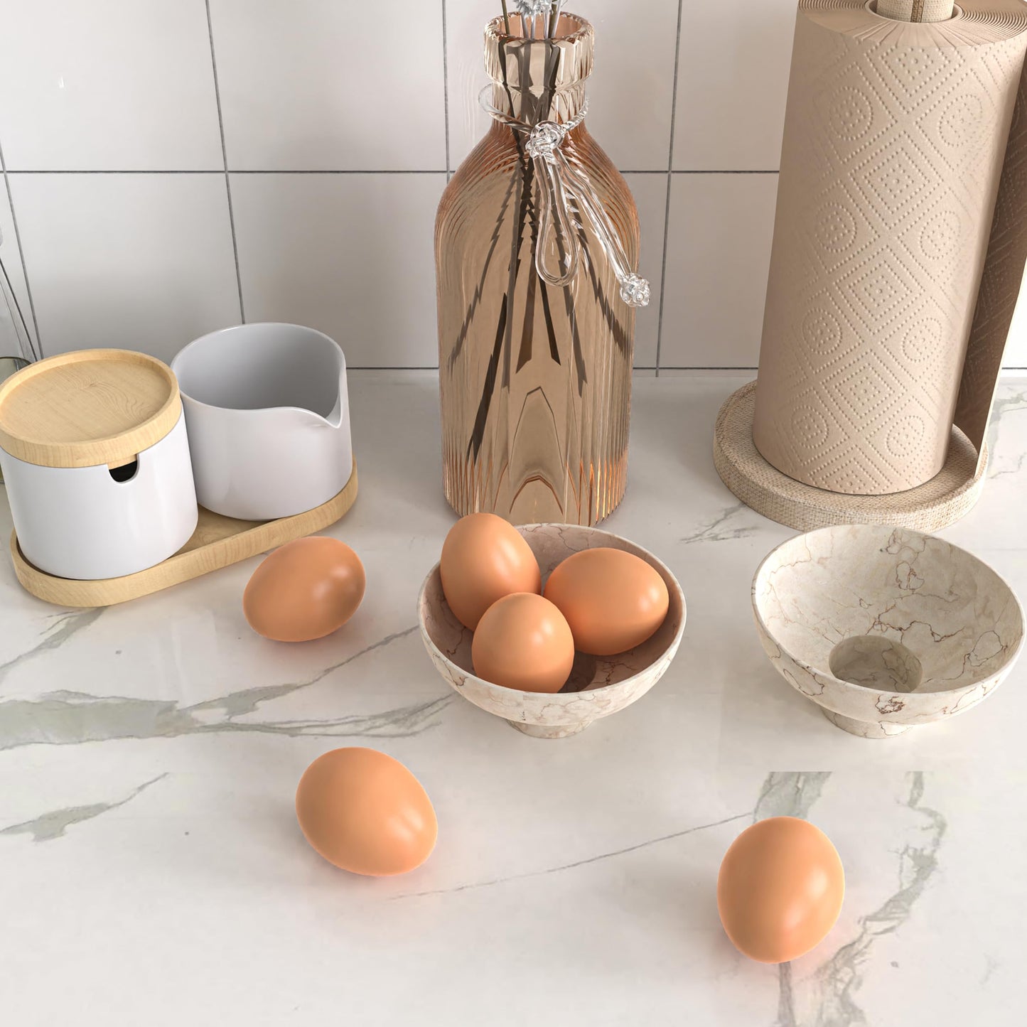 YunKo 6Pcs Brown Wooden Fake Eggs – Nest Eggs for Decor & Chicken Coops