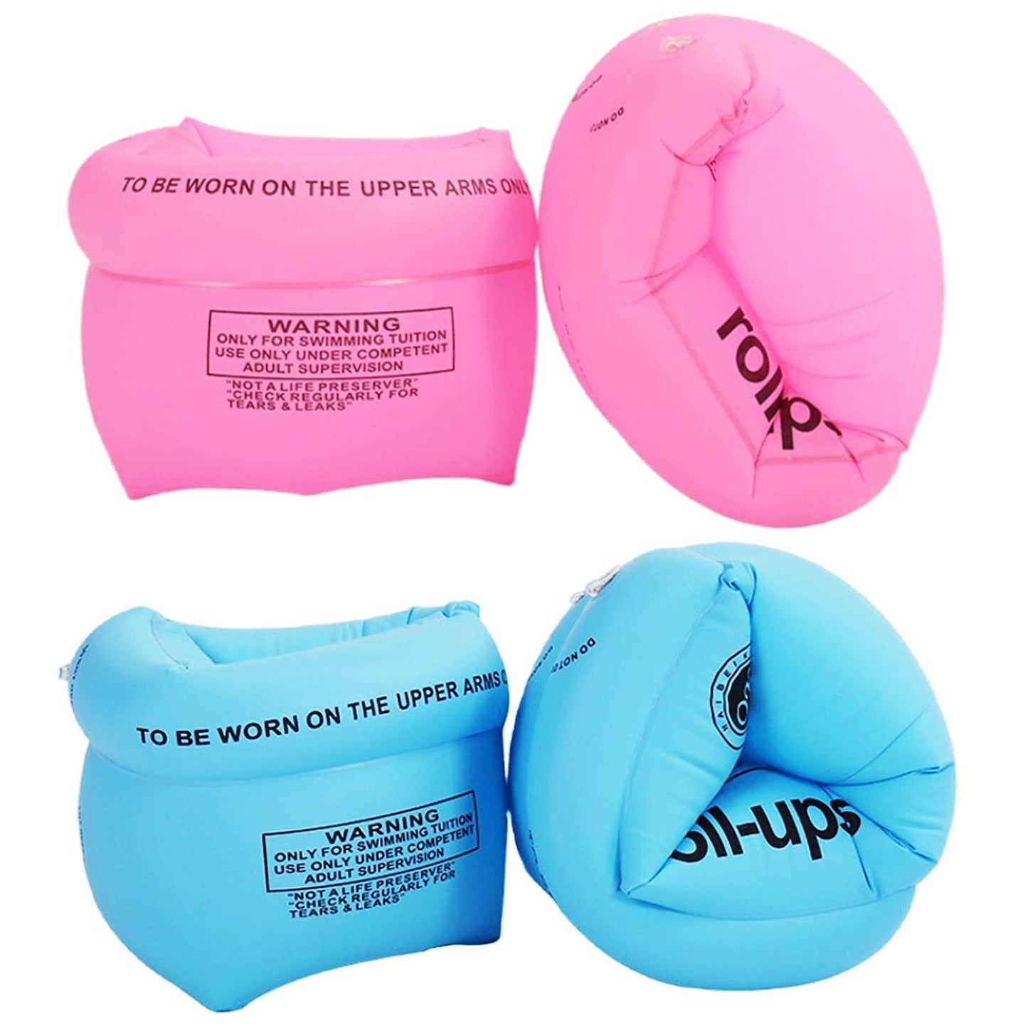 YUNLOVXEE Arm Floaties for Kids & Adults — 2-4 Pack PVC Pool Floats (Pink & Blue)
