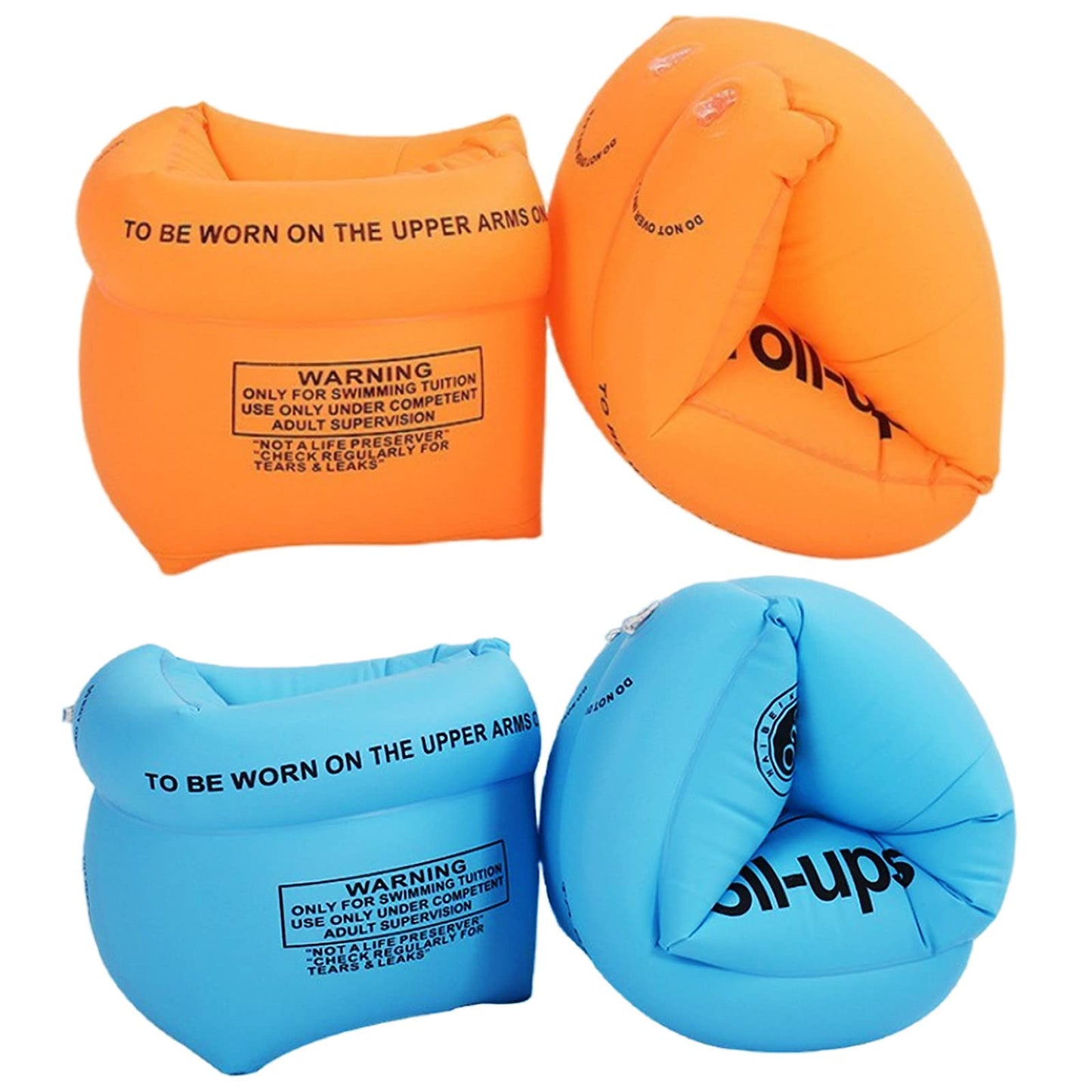 YUNLOVXEE Arm Floaties for Kids & Adults – 2-4 Pack Orange/Blue | PVC Inflatable Arm Bands
