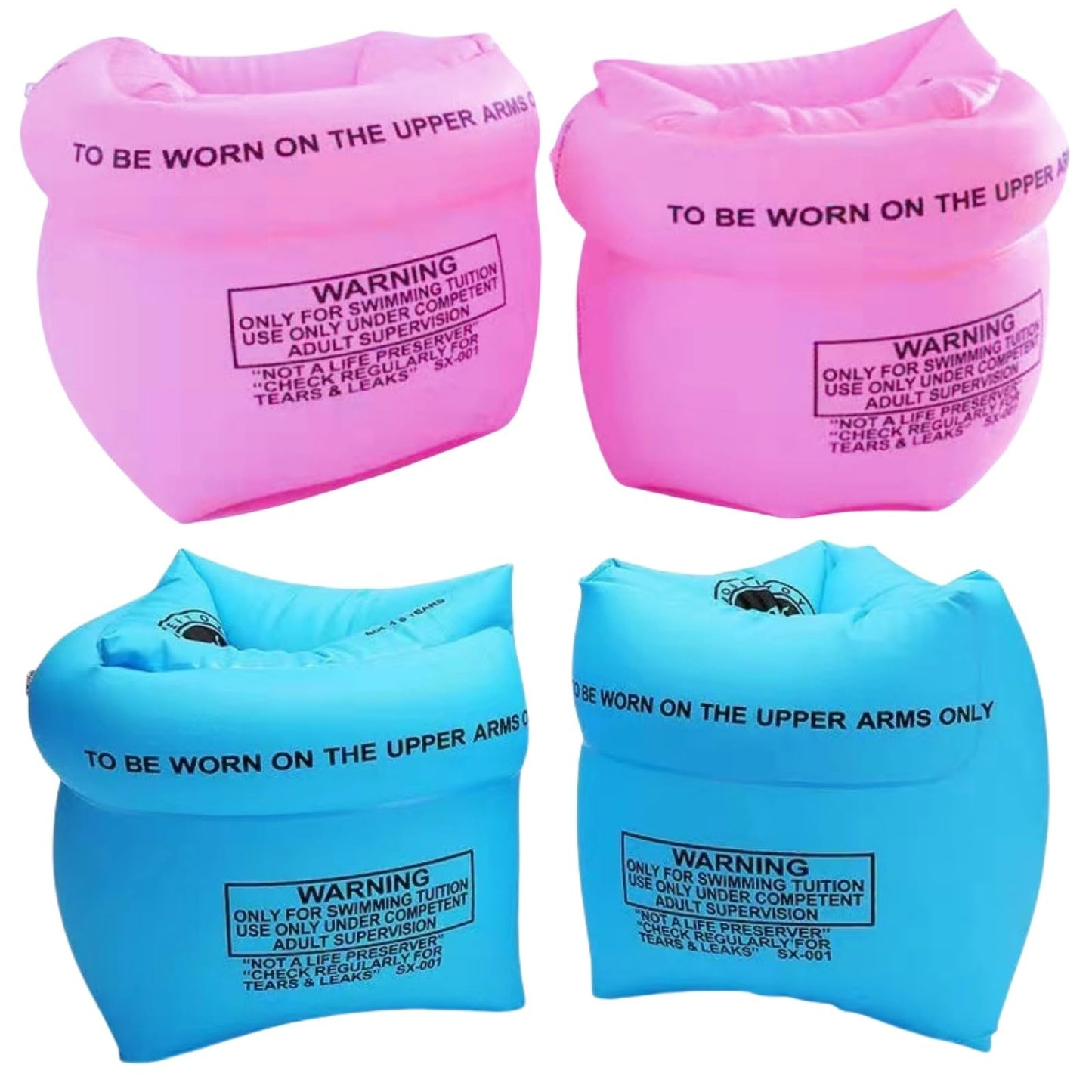 YUNLOVXEE Inflatable Arm Floaties for Adults & Kids — 2-4 Pack (Pink x2, Blue x2)