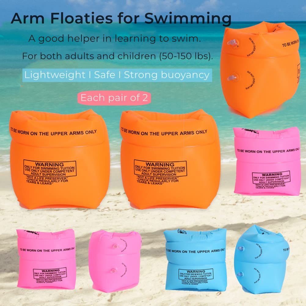 YUNLOVXEE Arm Floaties – 2-4 Pack for Kids & Adults (Pink) | Swim Rings
